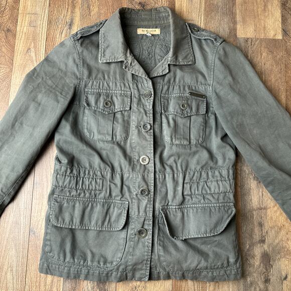 See By Chloe Paris Denim Jacket Women's Size 10 Green Boho Hippie Embroidered - Picture 4 of 11